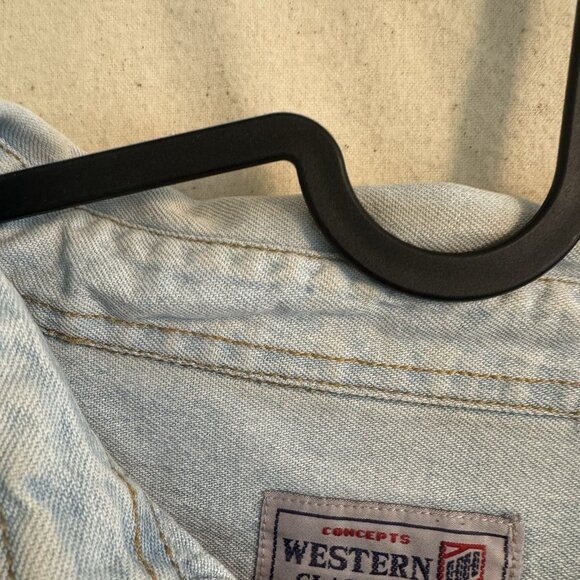 Electronic Arts EA Sports Western Classic Vintage Button Shirt Light Blue Denim - Picture 4 of 7